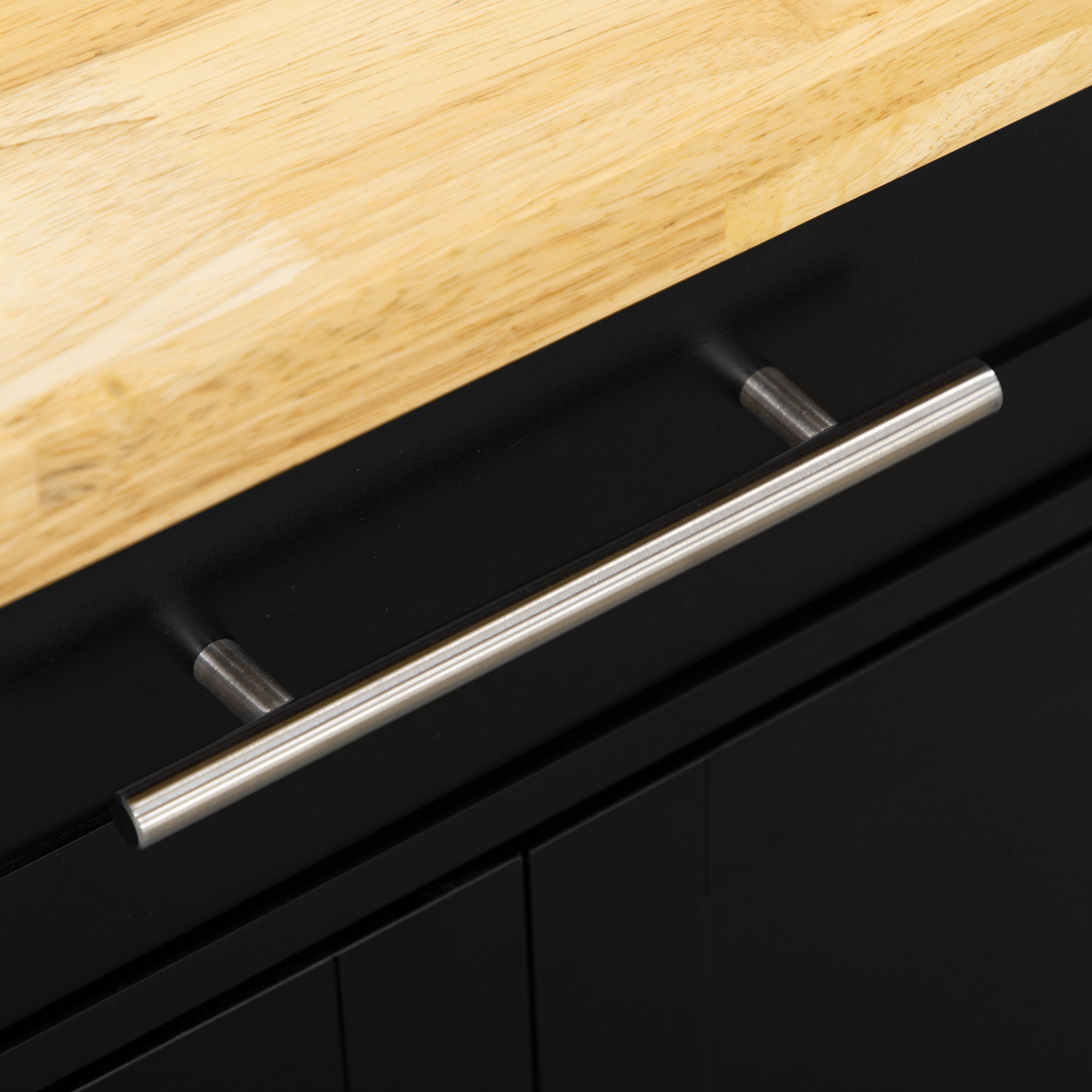 Kitchen Cart Serving Trolley with Worktop, Spice Rack, Towel Holder, Wood