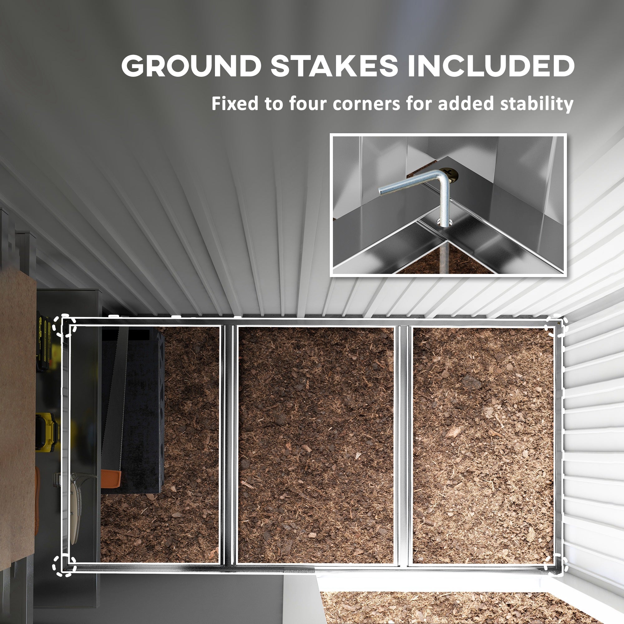 Metal Garden Shed Lean-to Tool Storage, 5'x3'x6', Grey