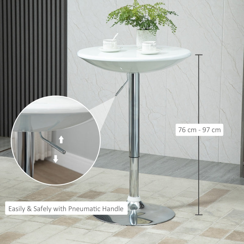 Modern Round Bar Table Adjustable Height Swivel Steel, White