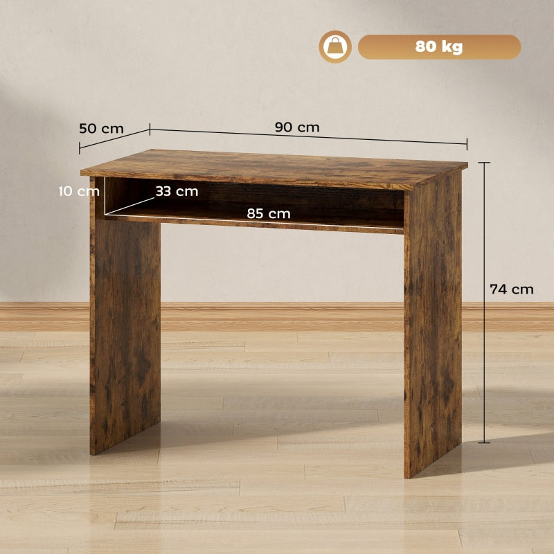 Boxy Work Desk with Shelf - Wood-Effect
