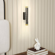 Set of 2 wall lights, dimmable LED, grid design, metal black