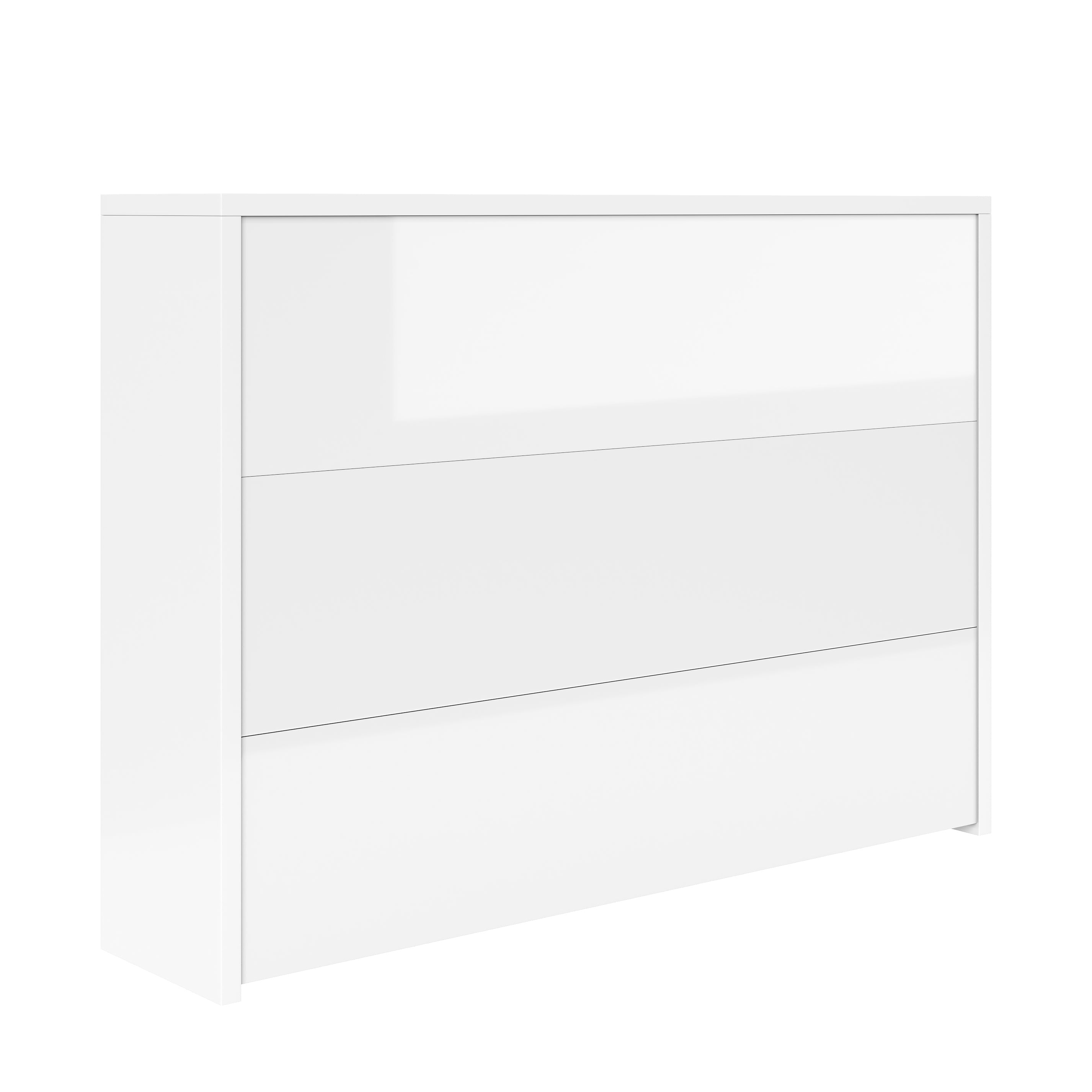 Foldable Desk, 2-in-1 Sideboard & Workstation with Wireless Charger & Wheels, White High Gloss