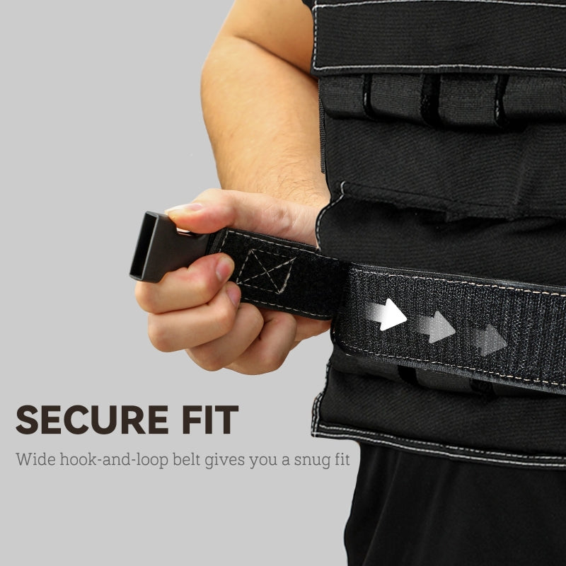 Adjustable Weighted Vest, 20KG with 30 Metal Weights and Reflective Strips