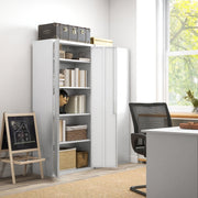 Office Cabinet, Five Shelf Lockable Steel - White