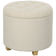 Storage Bench, Upholstered with Lid Cashmere Look Ø45 x 41 cm, Cream White