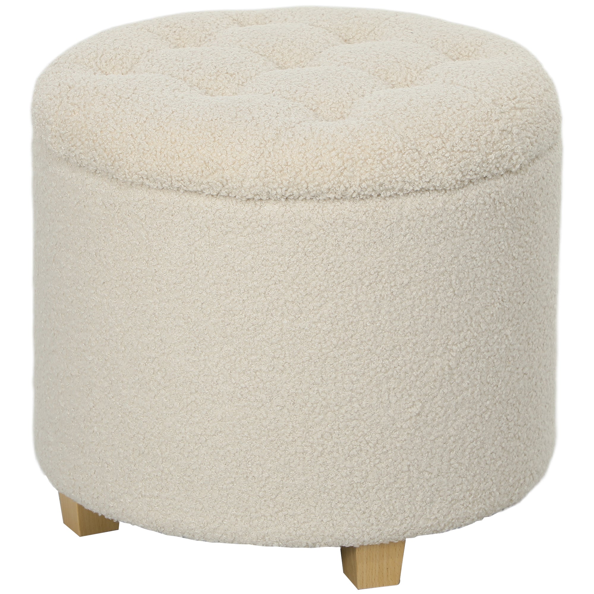Storage Bench, Upholstered with Lid Cashmere Look Ø45 x 41 cm, Cream White
