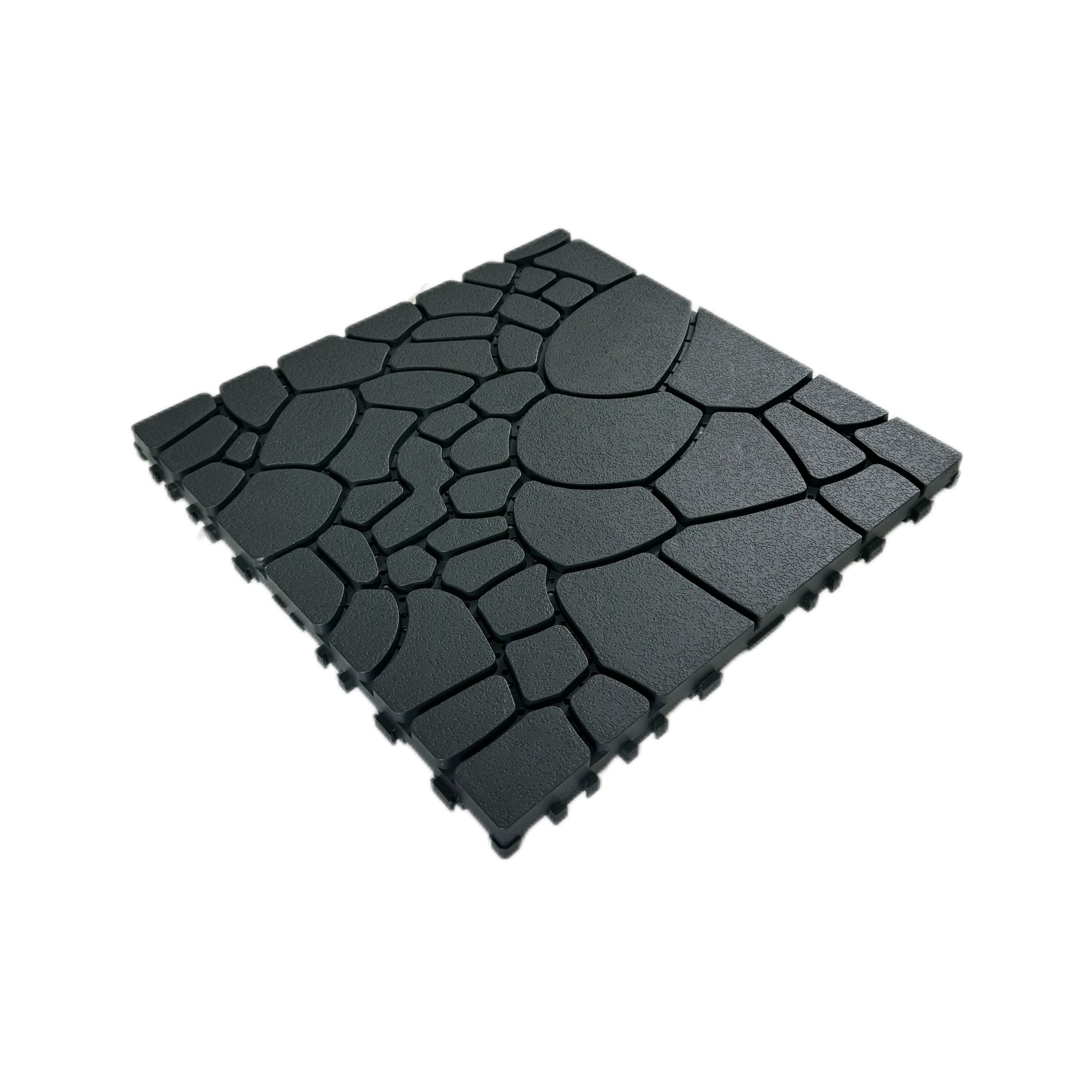 Patio Deck Tiles 12" Stone Texture Interlocking 44pcs - DARK GRAY