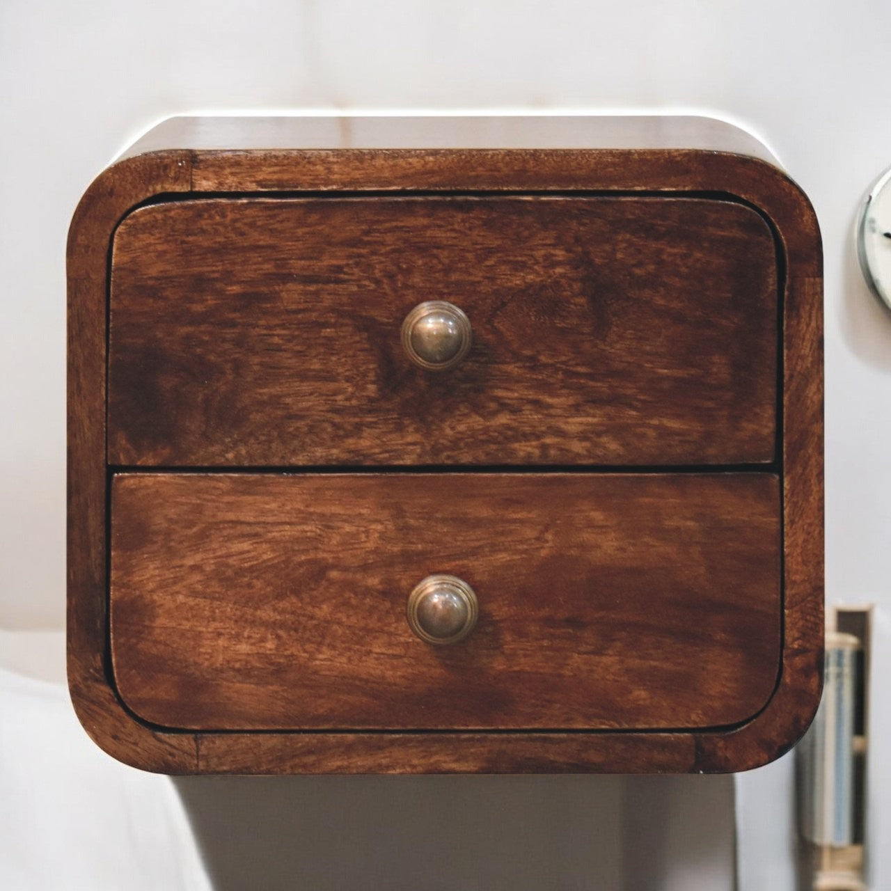 Mini Curved Wall Mounted Bedside - California Walnut