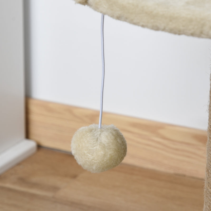 Cat Tree Cat Scratching Post Play Tower Activity Centre with Dangling Ball, Beige