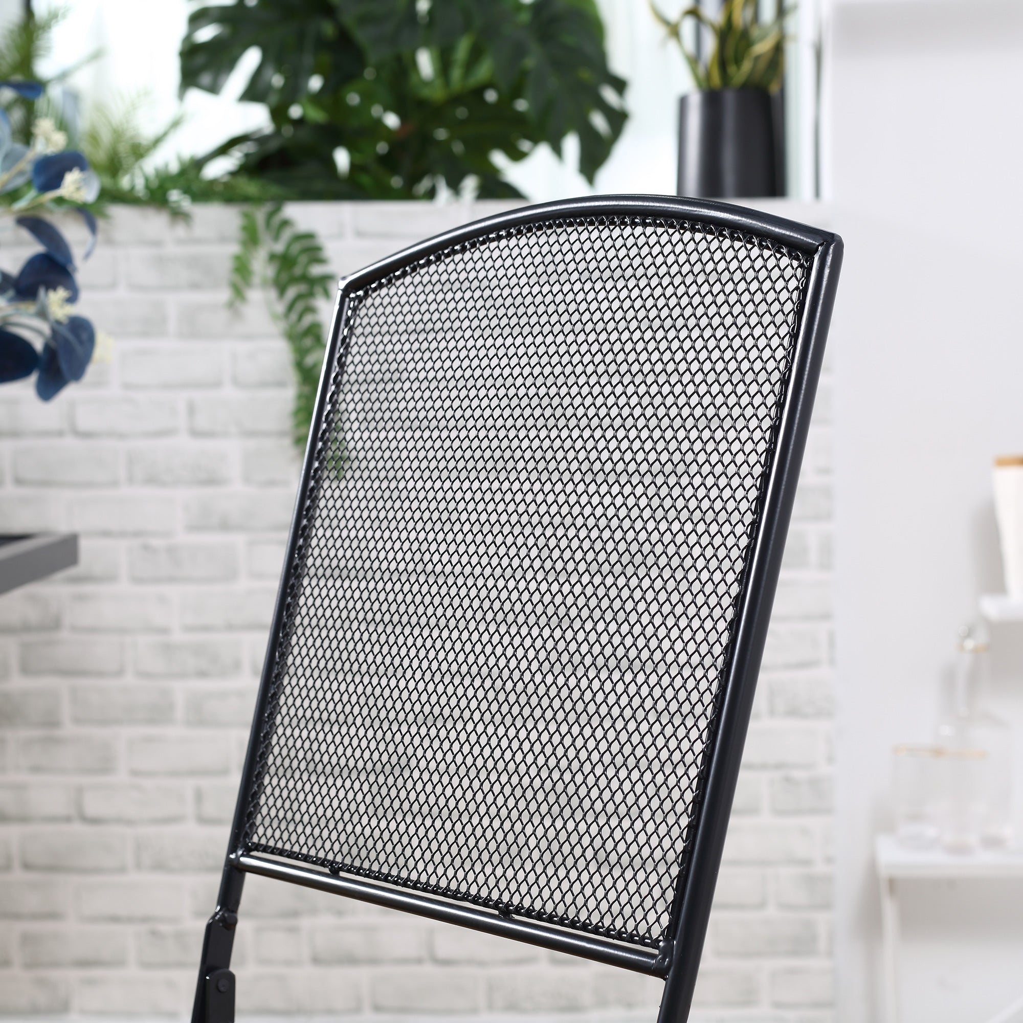 Garden Bistro Set, 3 Persons, 1 Table, 2 Folding Chairs, Metal Grey