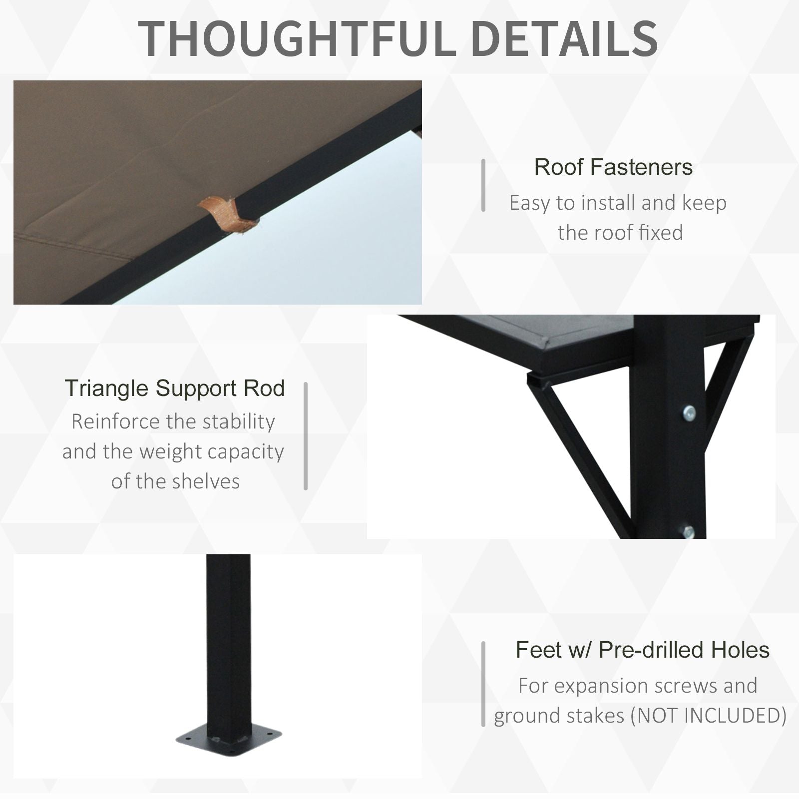 Grill Gazebo Canopy with Extendable Side Awnings and 2 Side Shelves, Outdoor BBQ Shelter