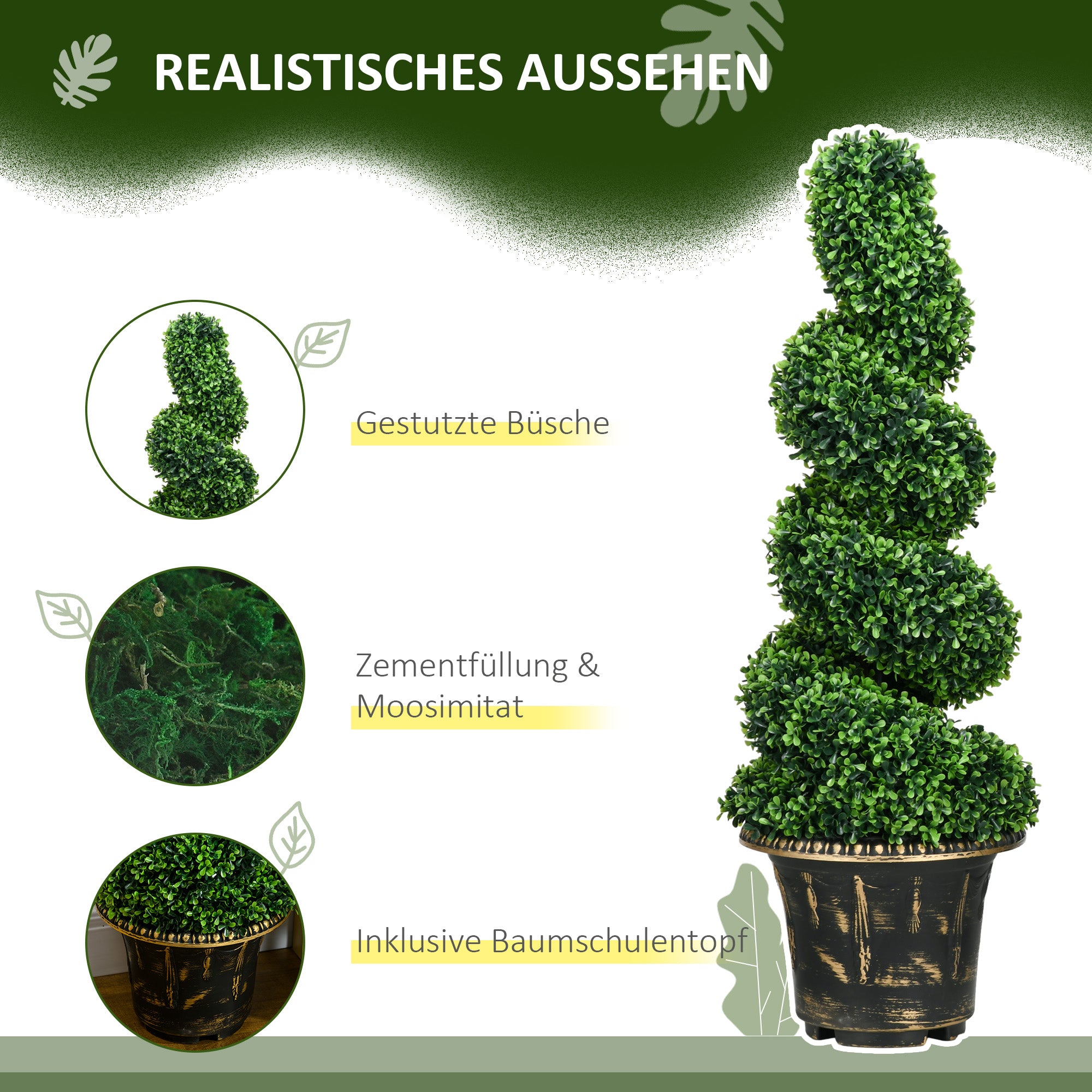 Artificial Plants, Boxwood Houseplant 90 cm UV-resistant, Green