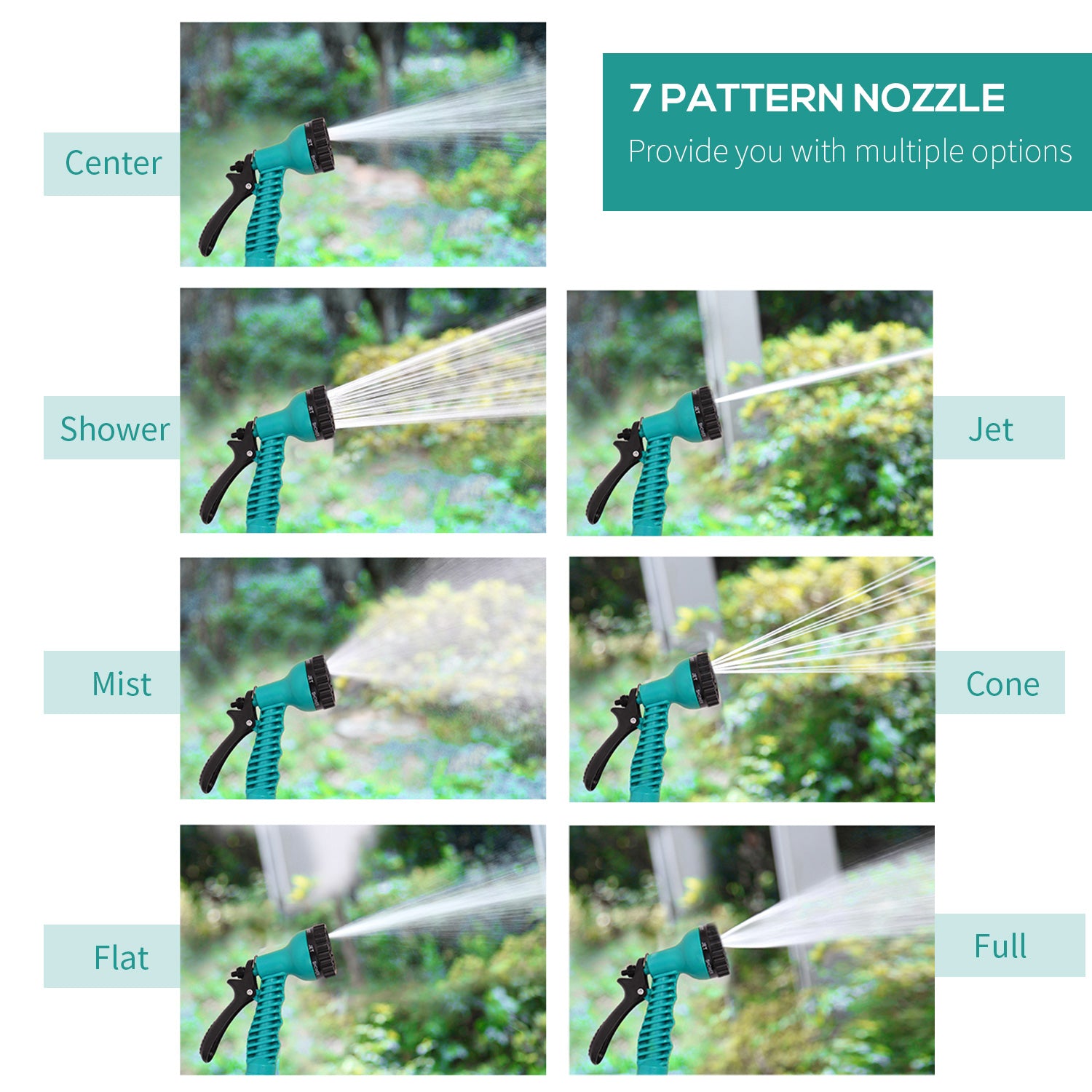 Garden Auto Hose Reel, 15m Retractable Wall Mounted 7 Patterns Spray Nozzle