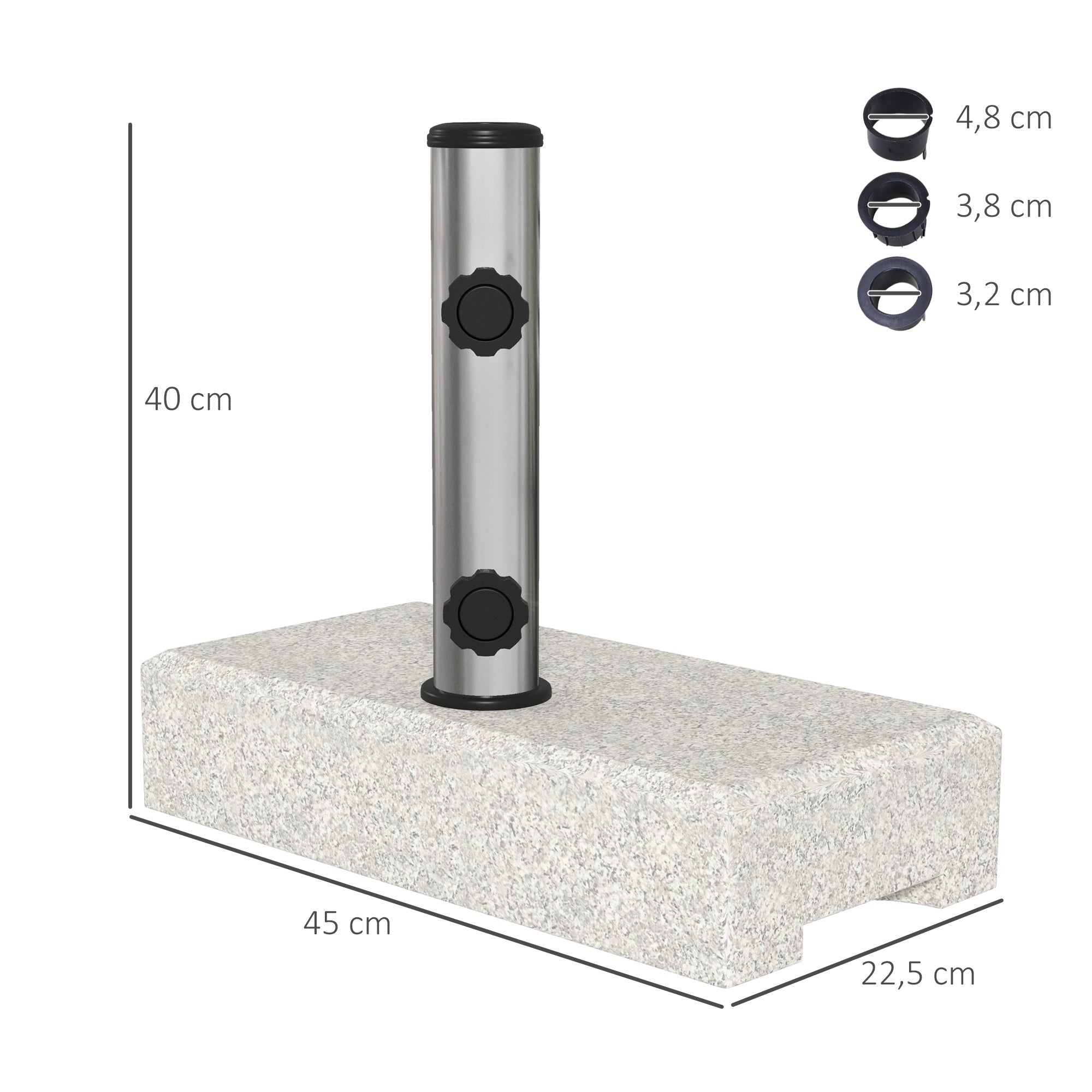 Parasol Base 25kg Semi-Circular Stand for 32/38/48mm Pole Garden/Balcony Granite Grey