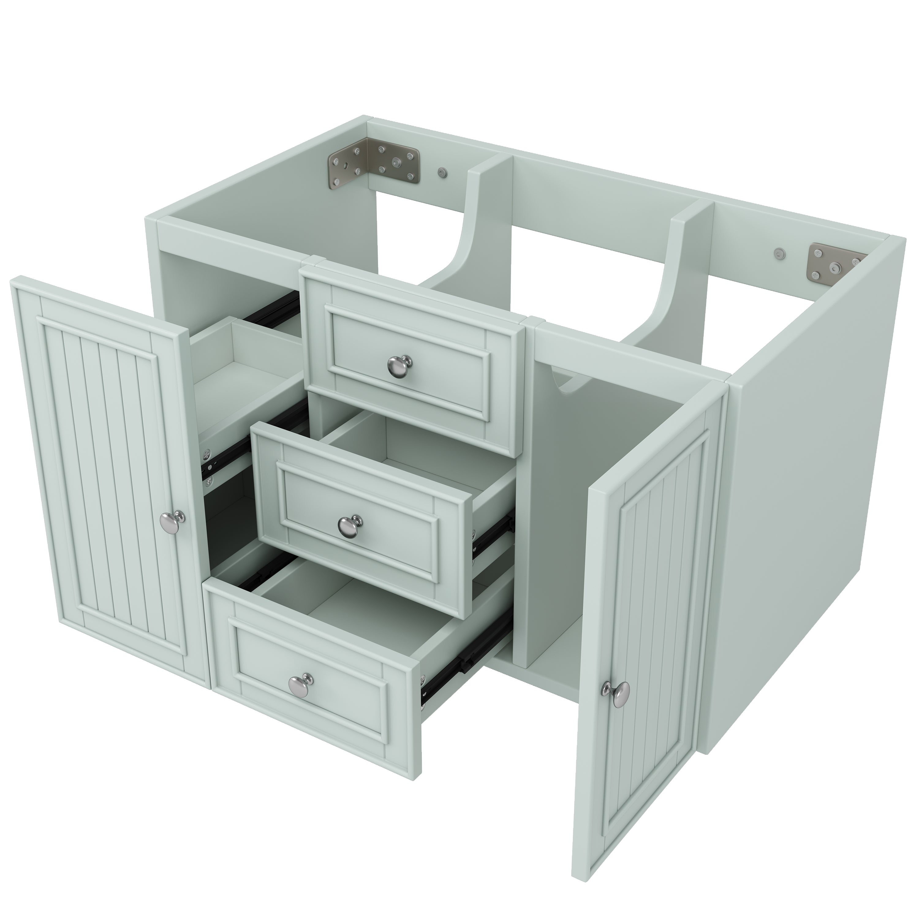 Wall-Mounted Vanity Unit 3 Drawers Modern Style 78.5x46.8cm - Green