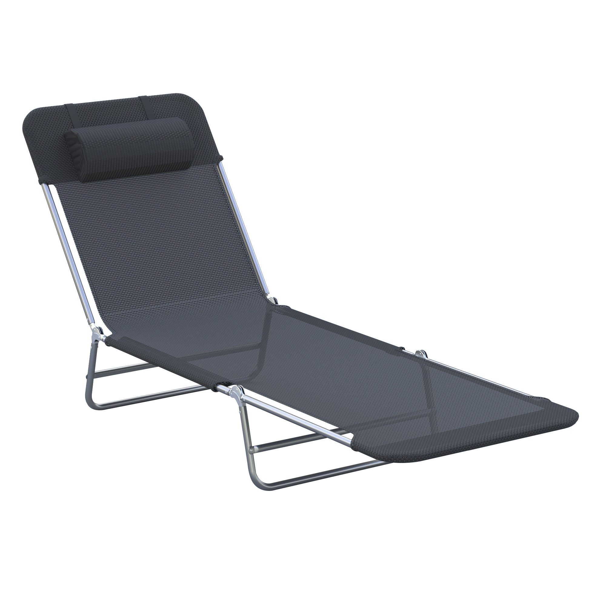 Sun Lounger Relax Lounger 2-Legged Foldable for Garden Black