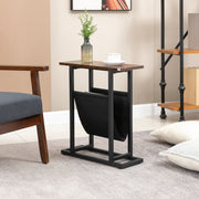 Side Table Coffee Table Nightstand, Fabric Bag Steel Frame, Dark Brown and Black