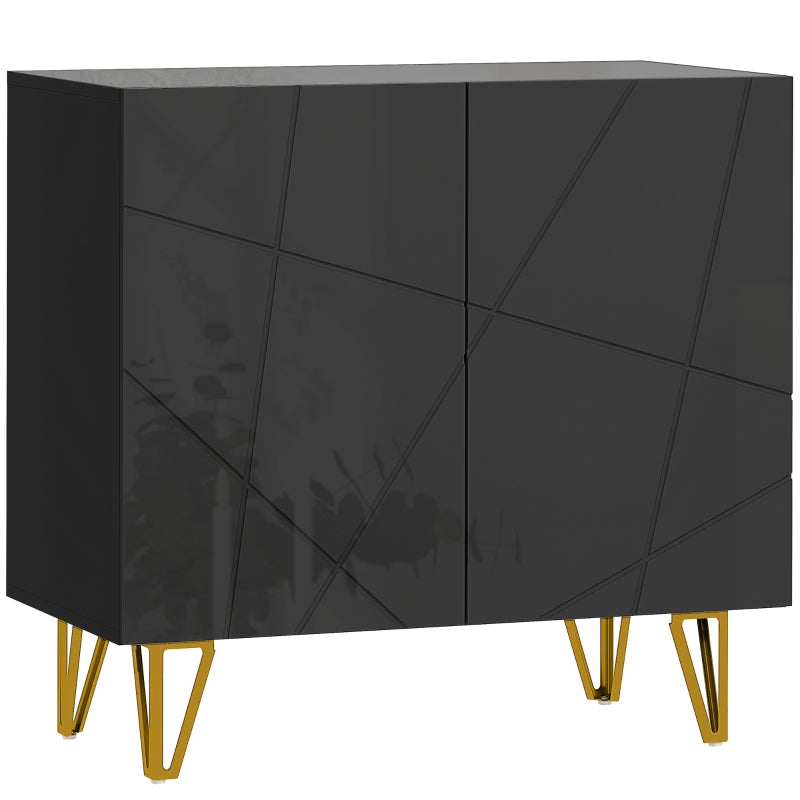 Modern Luxe Sideboard with Hairpin Legs, High Gloss Black