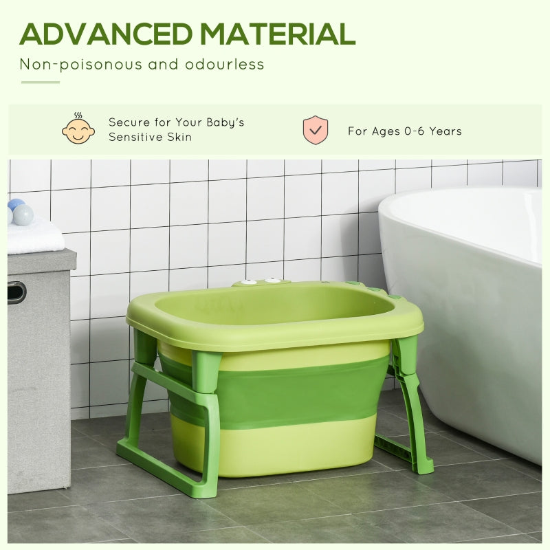 Foldable Baby Bathtub with Stool Green TPU