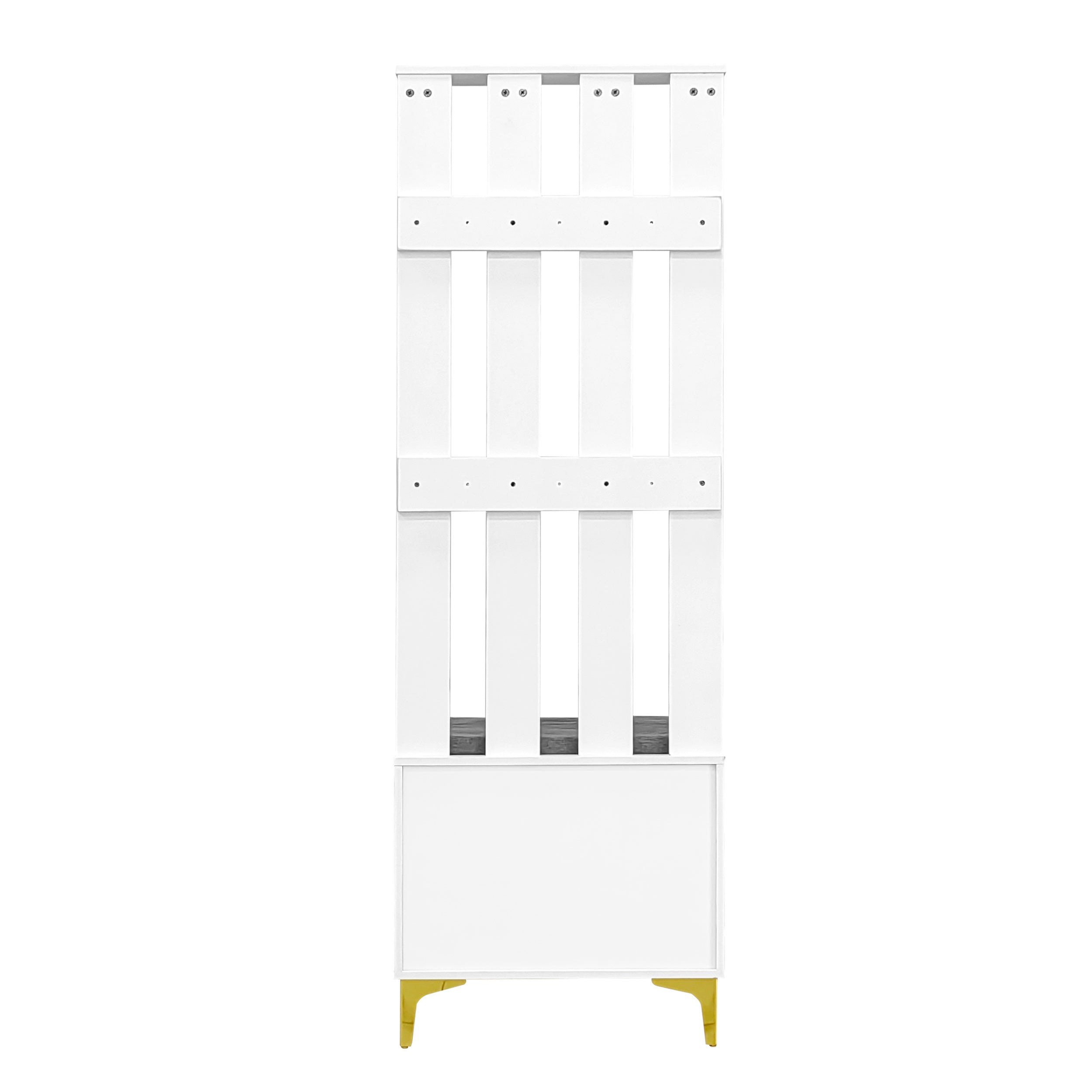Wardrobe Set with Shoe Bench and Cushion, Front with Hooks