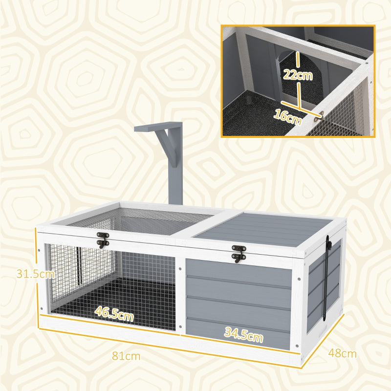 Wooden Tortoise Enclosure, Lamp Holder, Outdoor/Indoor, Light Grey