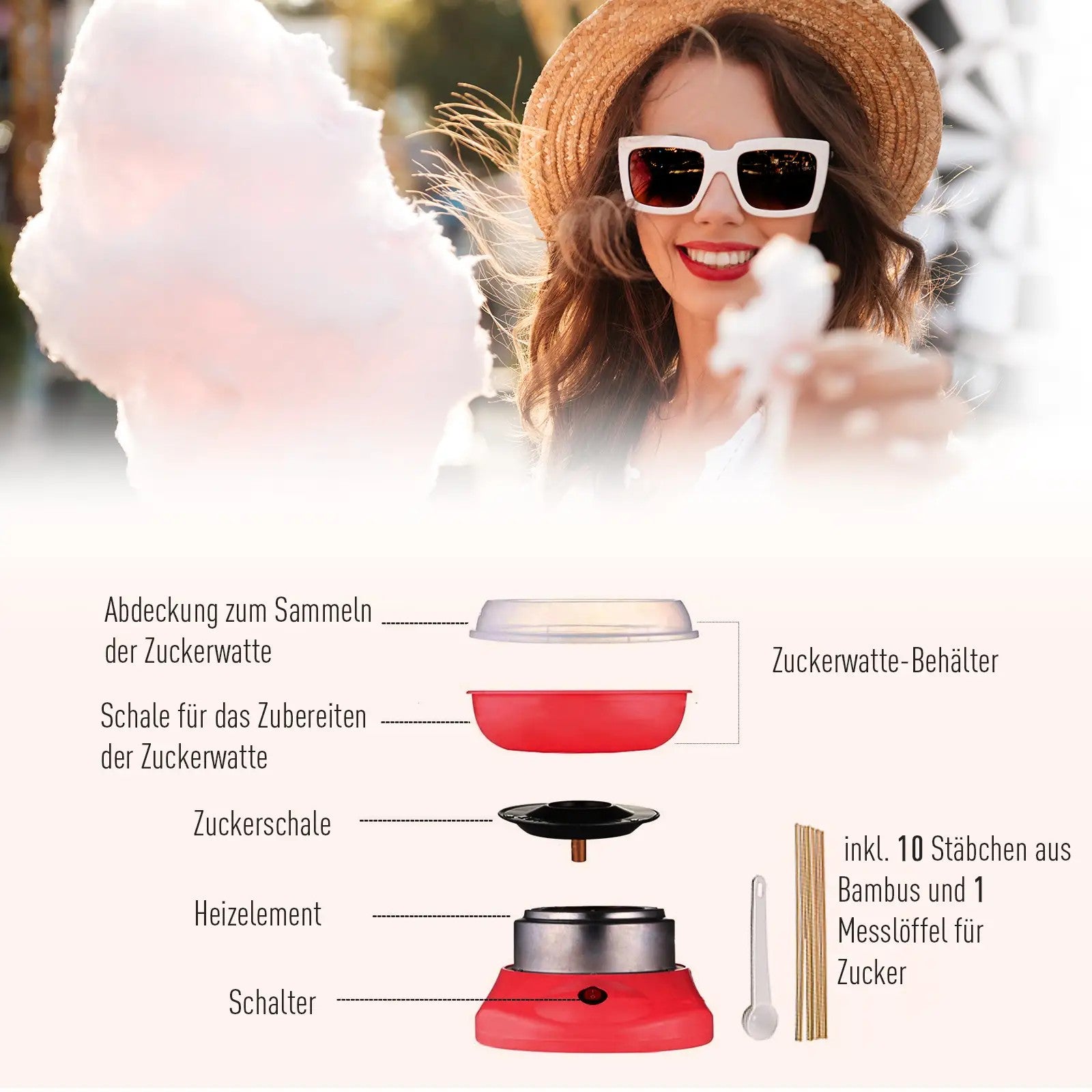 Cotton Candy Machine for Parties, Red