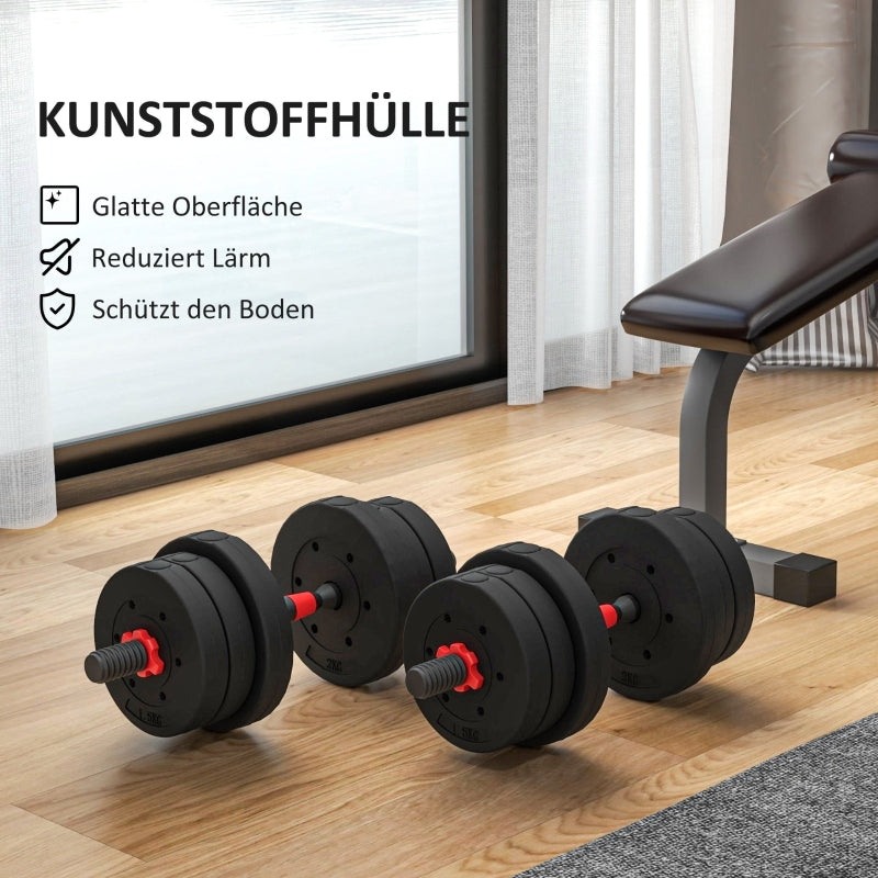 Dumbbell Set 20 kg adjustable with barbell for strength training and weight lifting