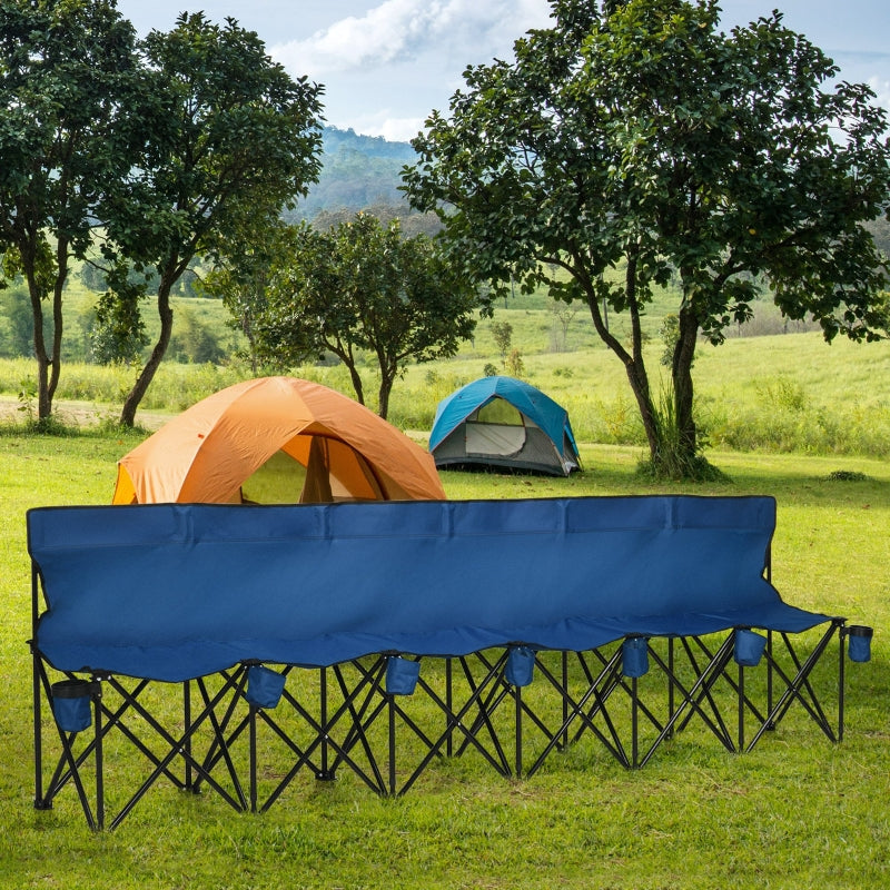 6 Seater Camping Chair, Folding with Cup Holders and Carry Bag, Blue