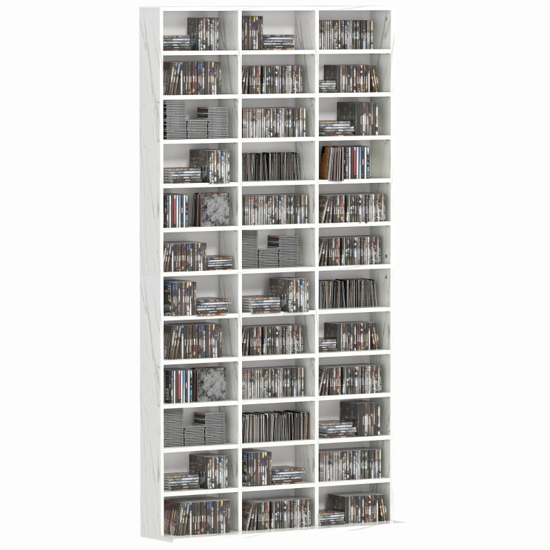 CD Storage Unit Adjustable Shelves 102 x 195 cm Marble Effect
