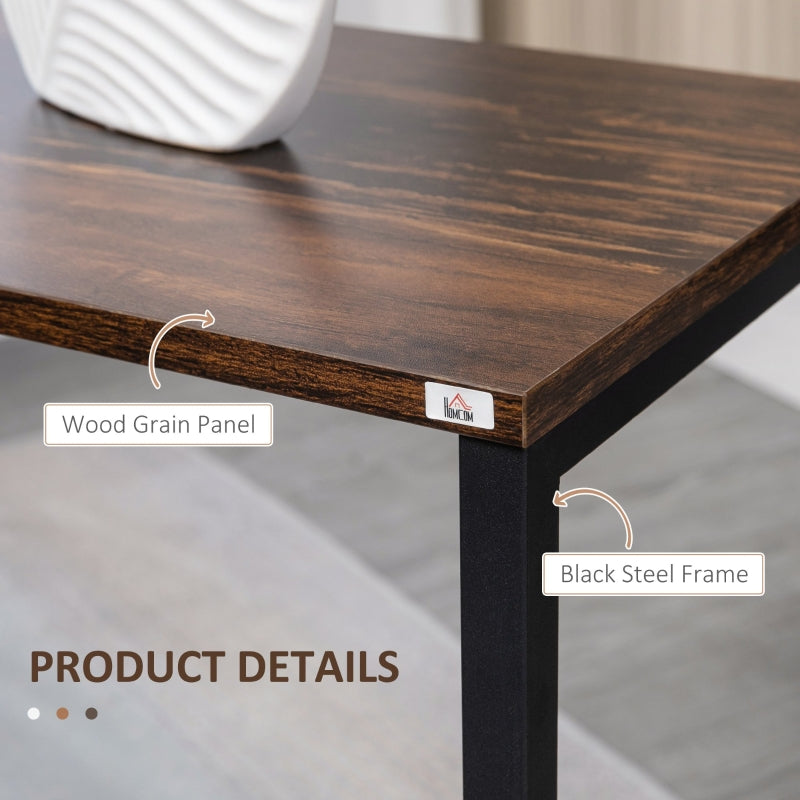 Nesting Side Tables Set of 3, C-Shaped Snack Tables Steel Frame, Rustic Brown