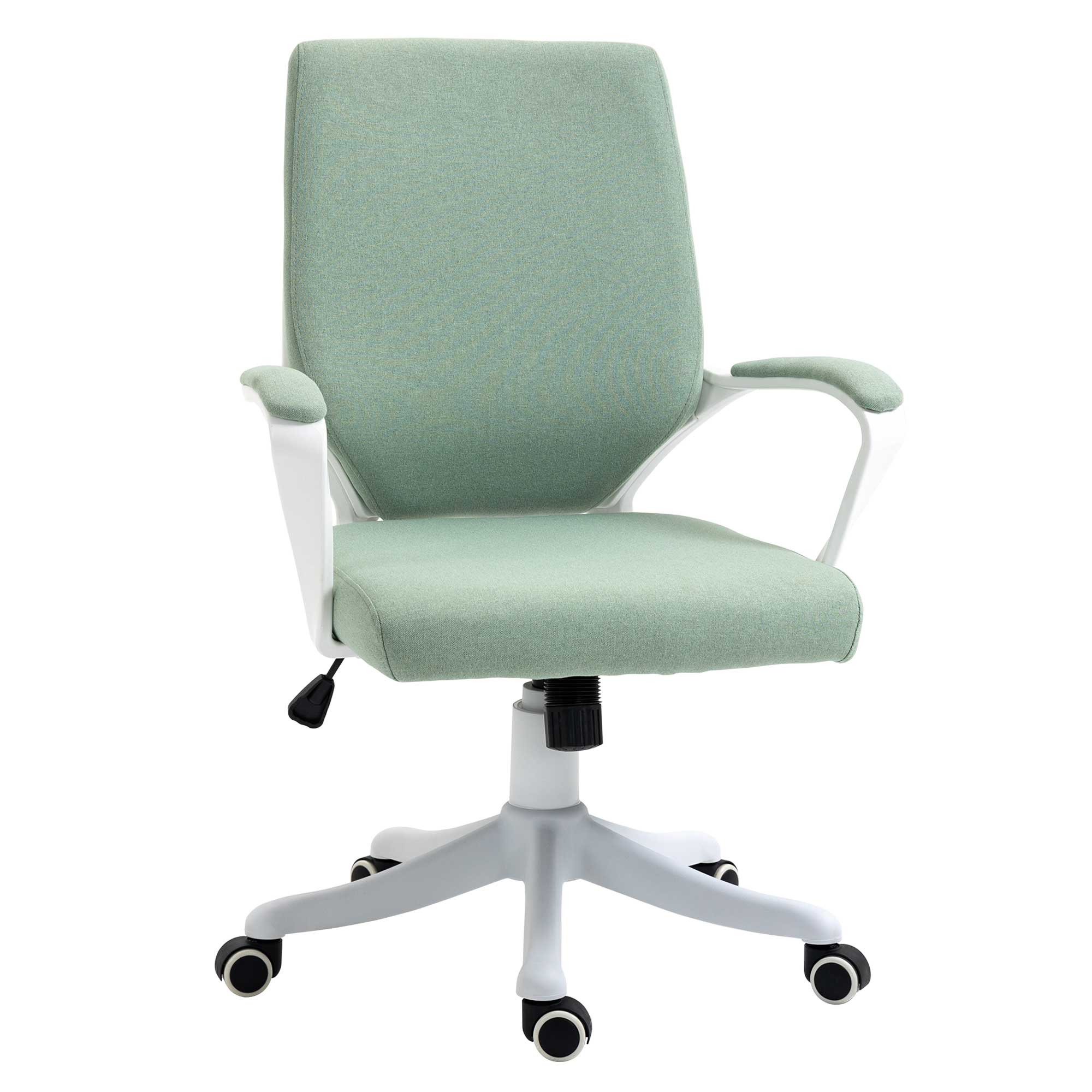 Ergonomic Office Chair Rocking Function Padded 360° Swivel Casters, Green Polyester