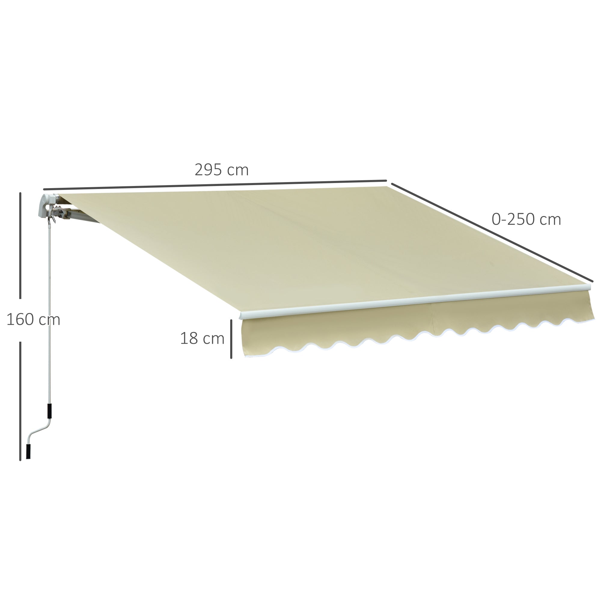Manual Retractable Awning, 3x2.5m, Ivory White