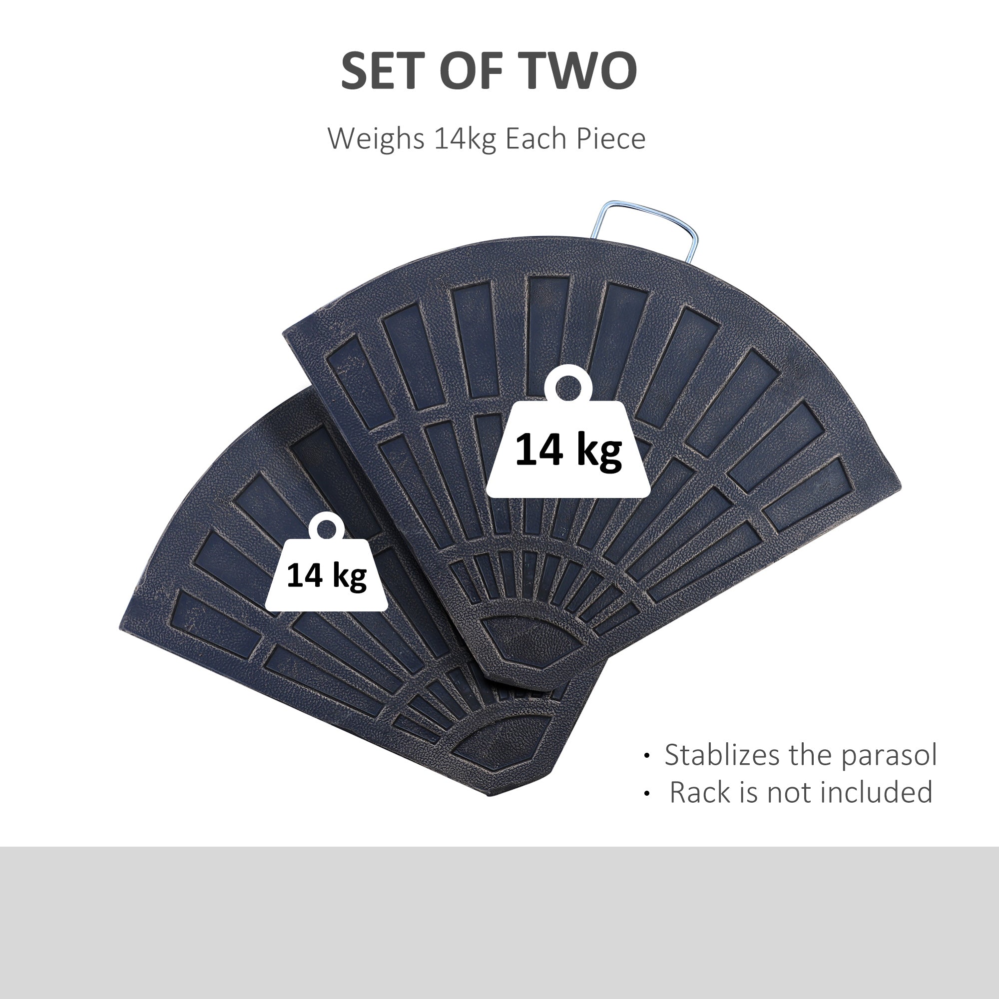 Parasol Stand Weights 2-Piece Set with Handle, Resin + Metal, Bronze