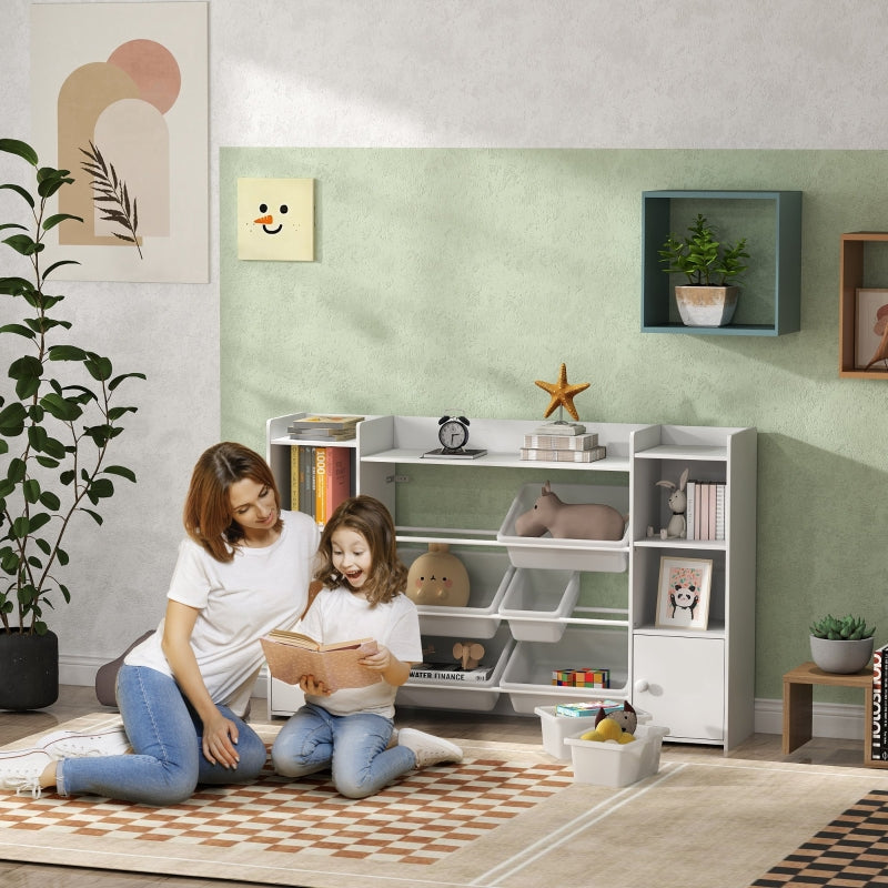 Children's Storage Shelf & Toy Organizer, 8 Removable Boxes, White