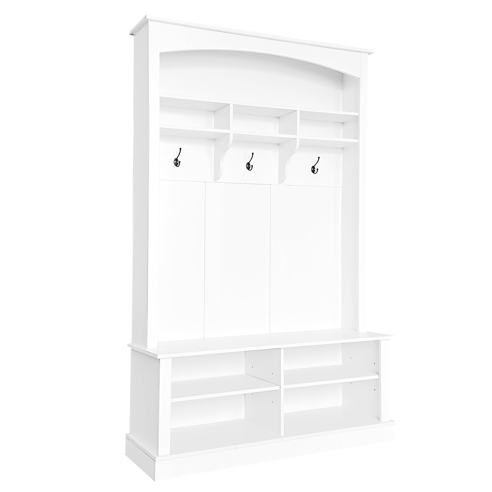 Wardrobe set with bench and shoe rack, multifunctional, storage, white