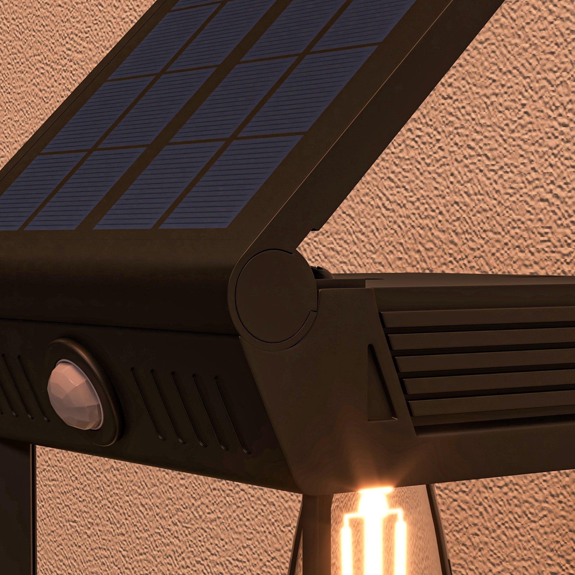 Solar Wall Light LED Outdoor, Warm White, Adjustable with Light Sensor IP44, Black