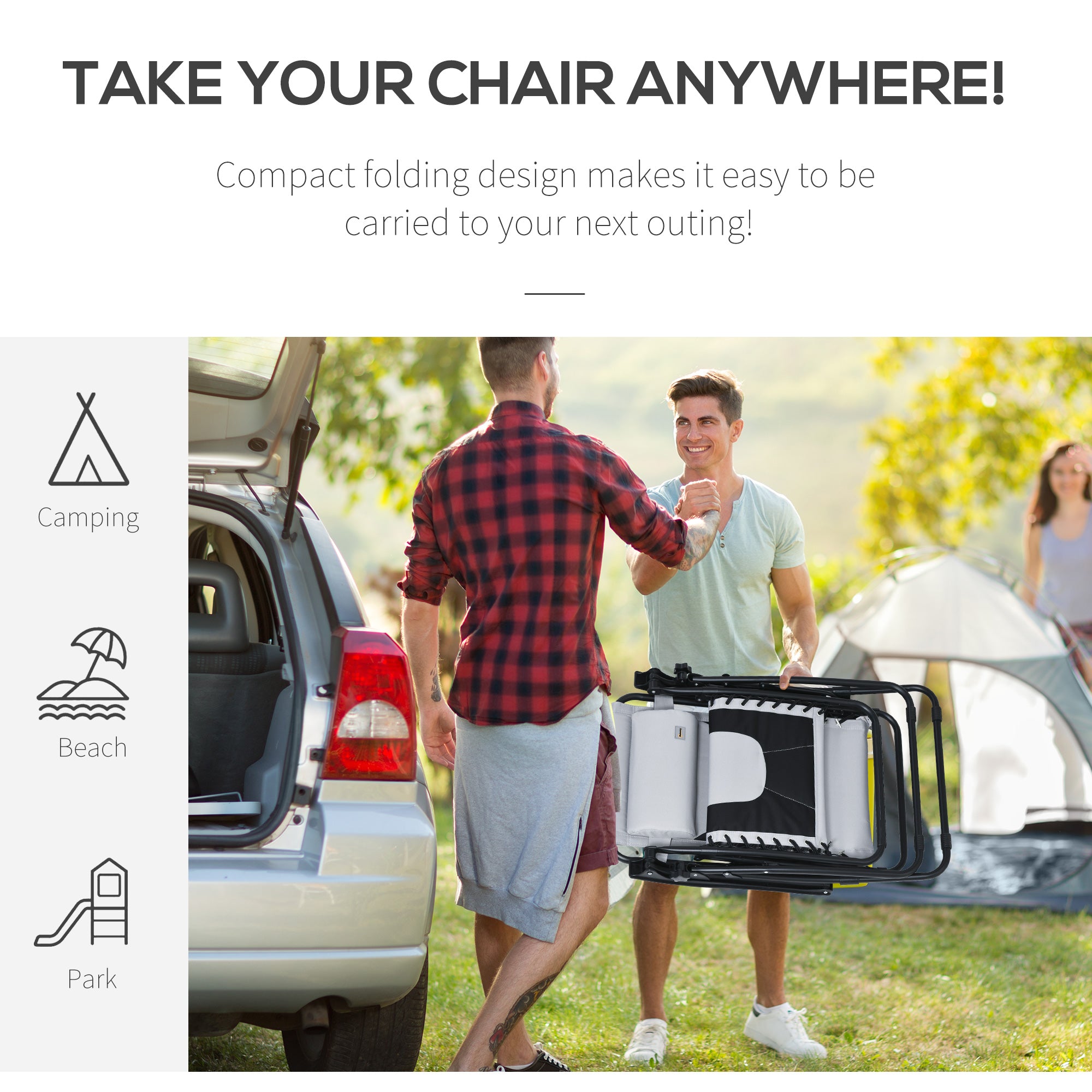 Zero Gravity Lounger Chair, Folding Reclining Padded Seat Cup Holder, Light Grey