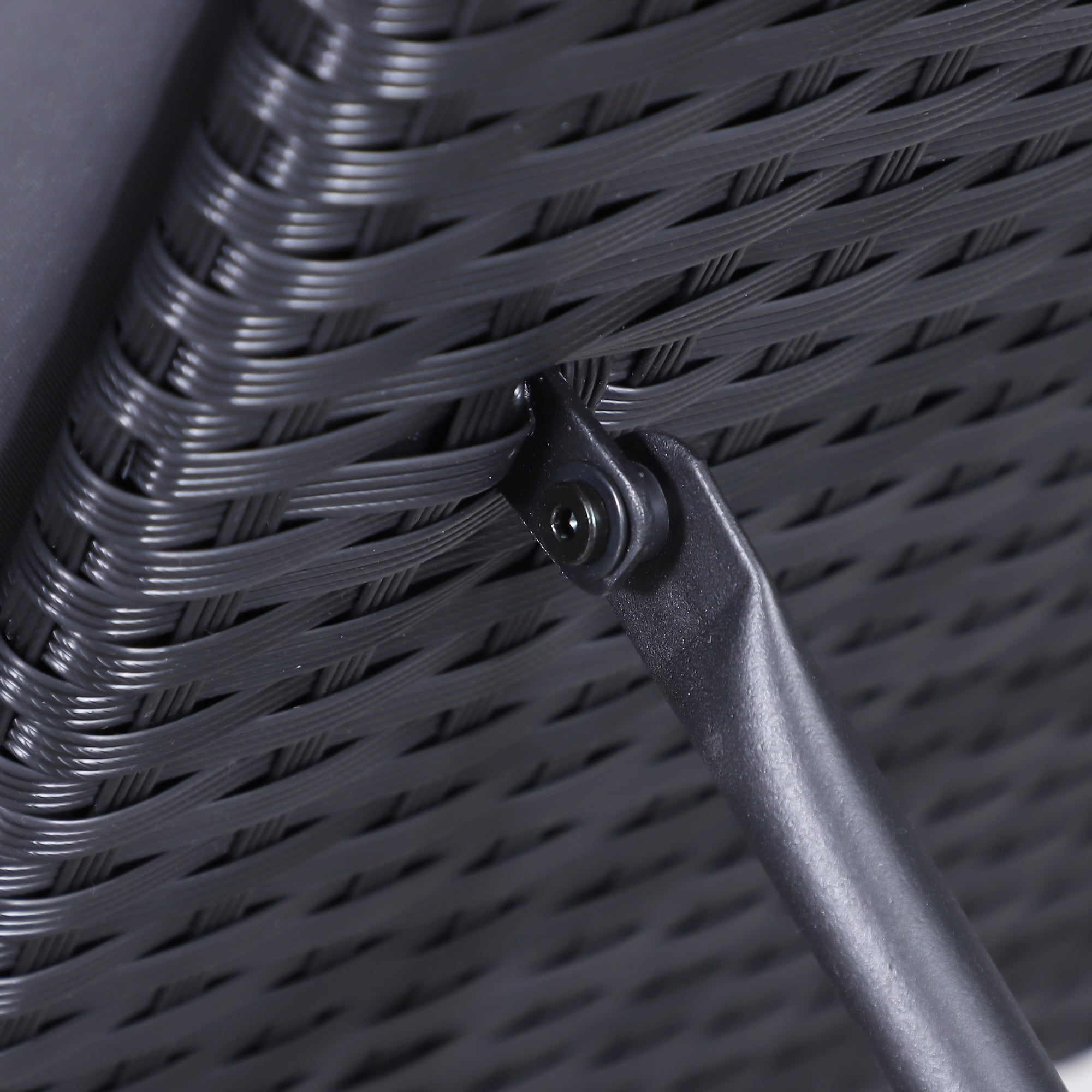 2 Seater Rattan Lounger Double Chaise with Adjustable Backrest and Cushion, Black