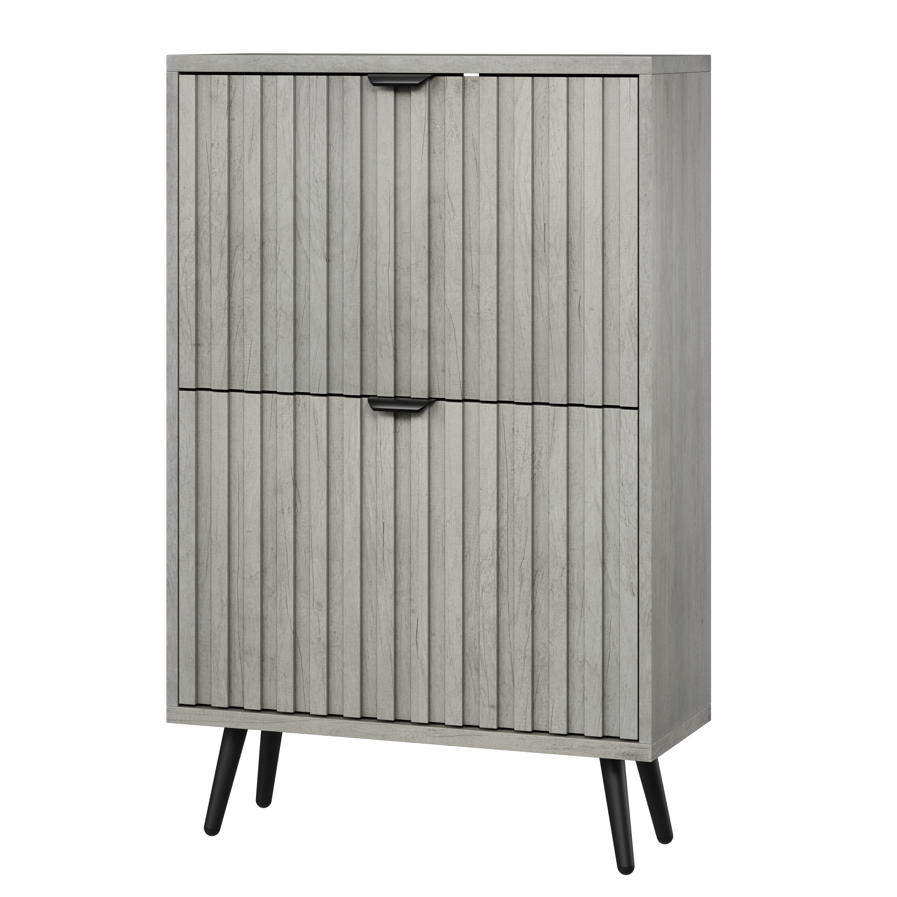 Shoe Cabinet 60cm with 2 Flip-Drawers, Grey