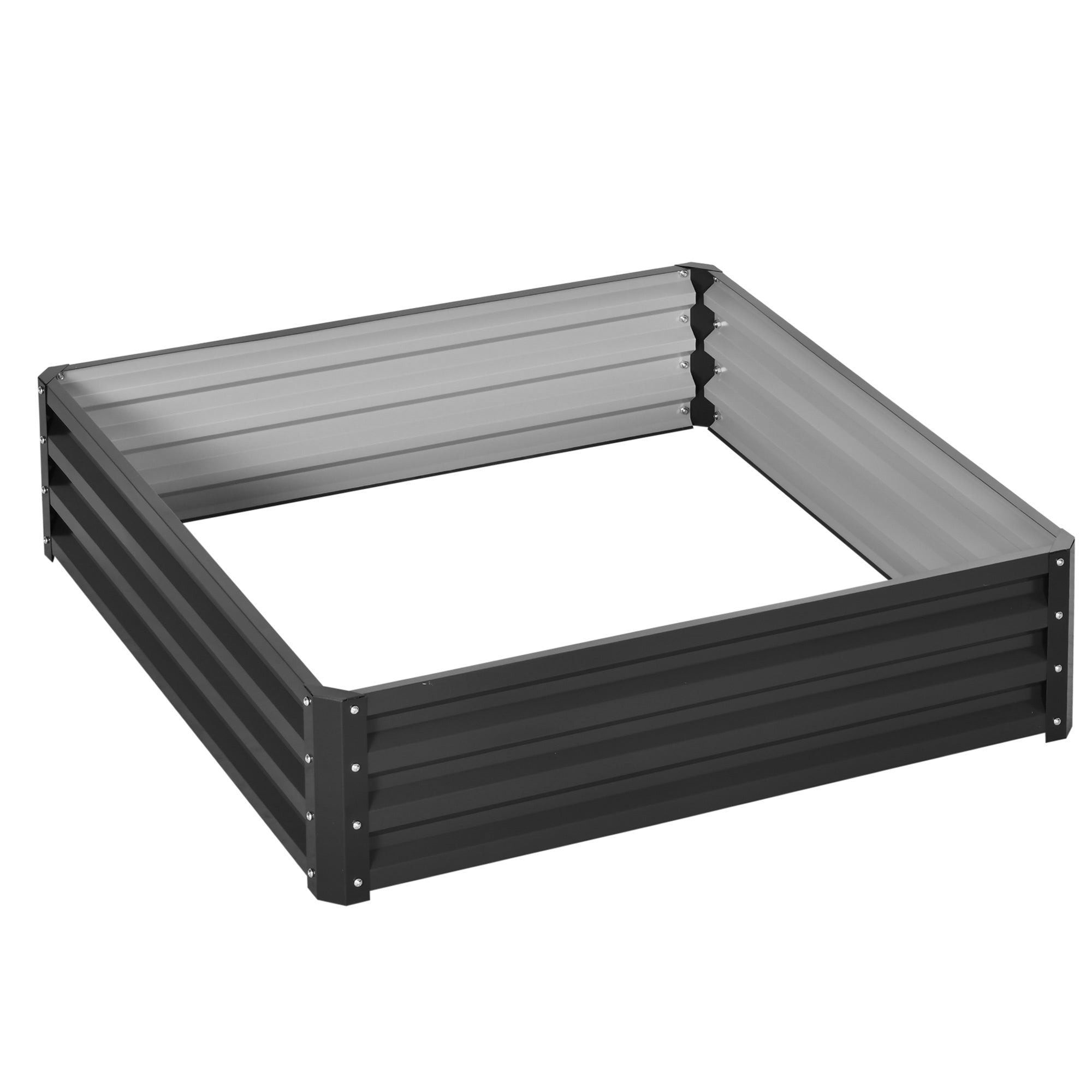 Raised Garden Bed Box, 432L Square with Weatherized Steel Frame, Grey