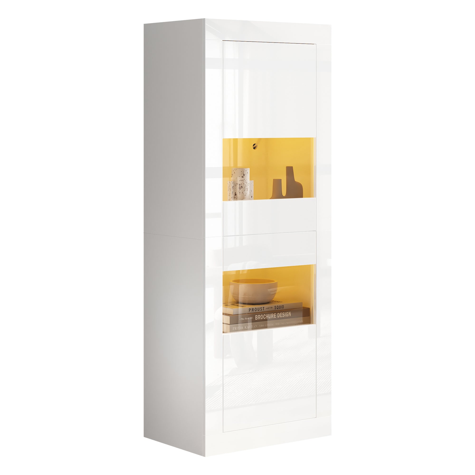 Display Cabinet LED Lighting Freestanding 61x42x162 cm High-Gloss White