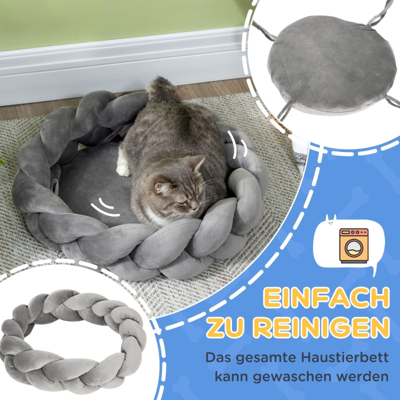Pet Bed with Cushion, Washable, Grey