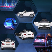 Benz SLC 300 Licensed 12V Kids Electric Ride On with Music, Remote Control, LED Headlights, Horn, White