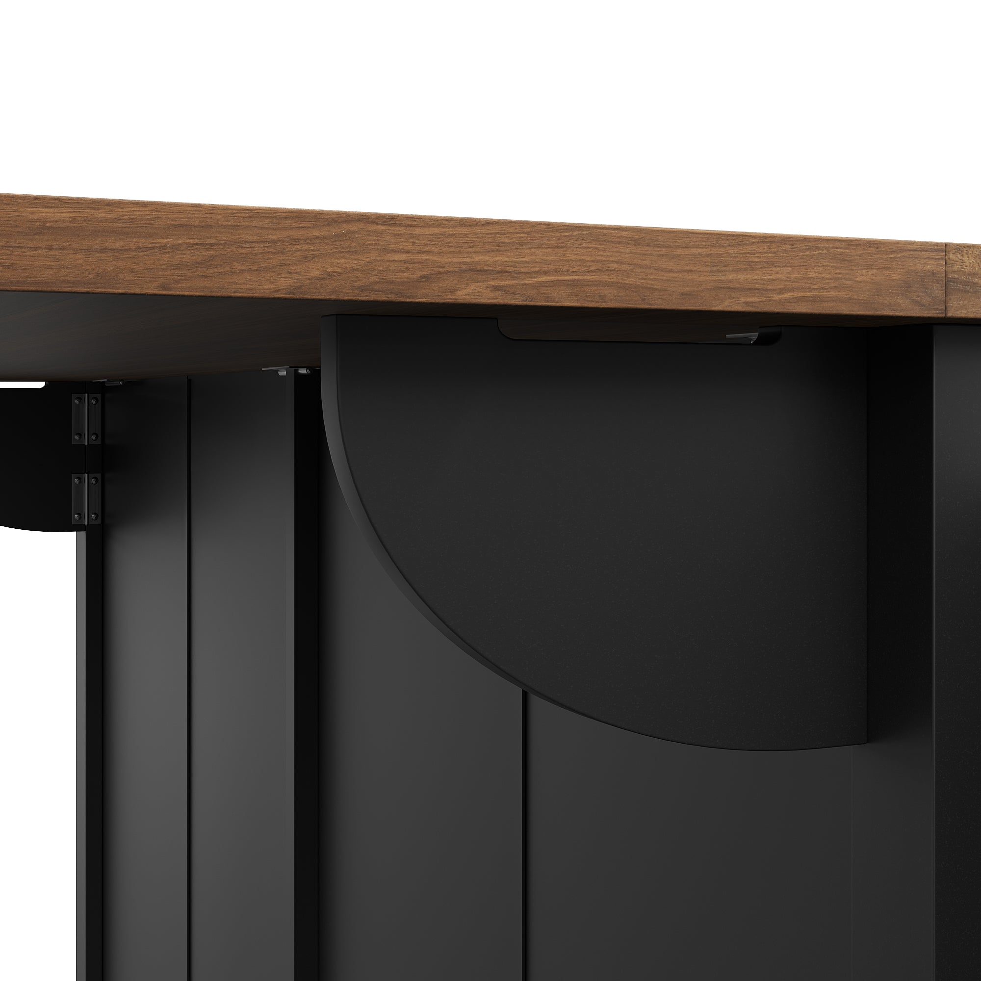 Mobile Kitchen Island Extendable Countertop 2 Sliding Doors 3 Drawers Wood Grain - Black