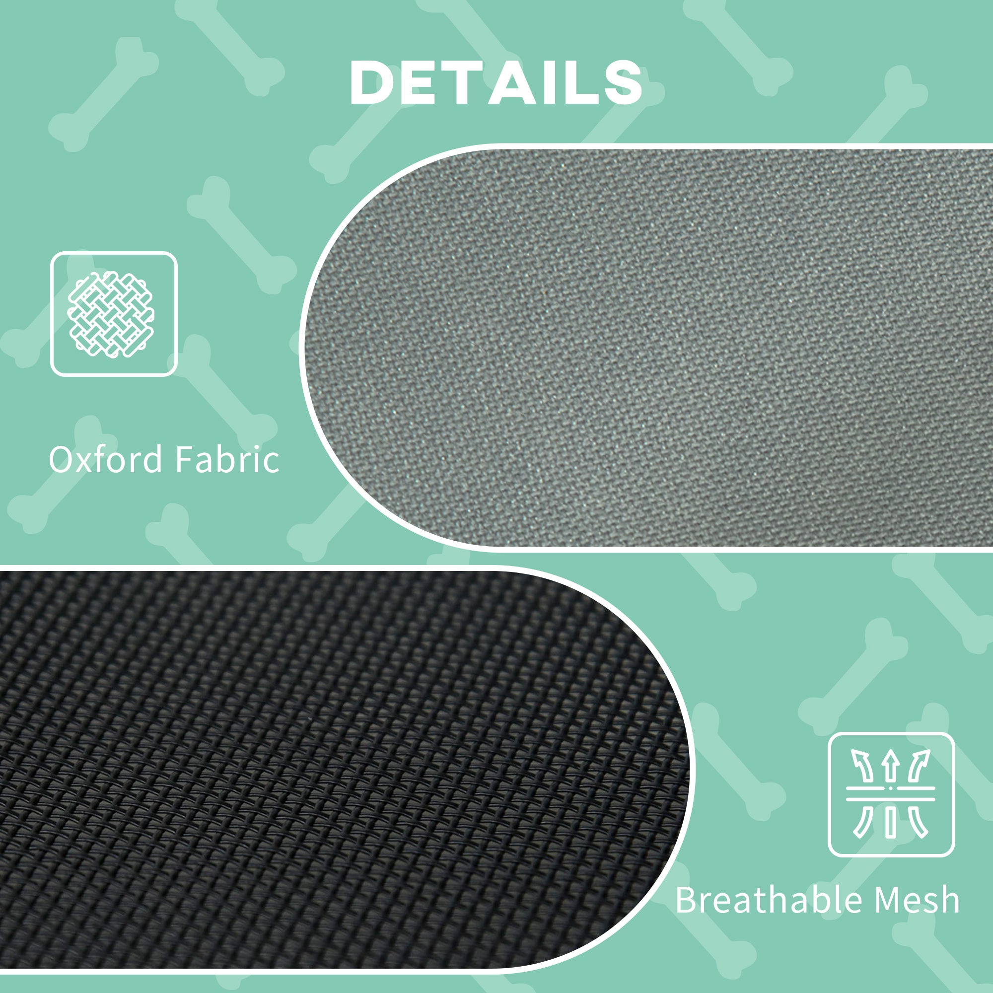 Outdoor Dog Bed, Raised Breathable Taffeta, Grey