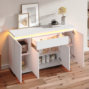 Sideboard Chest of Drawers LED Lighting 1 Drawer 4 Door Storage White