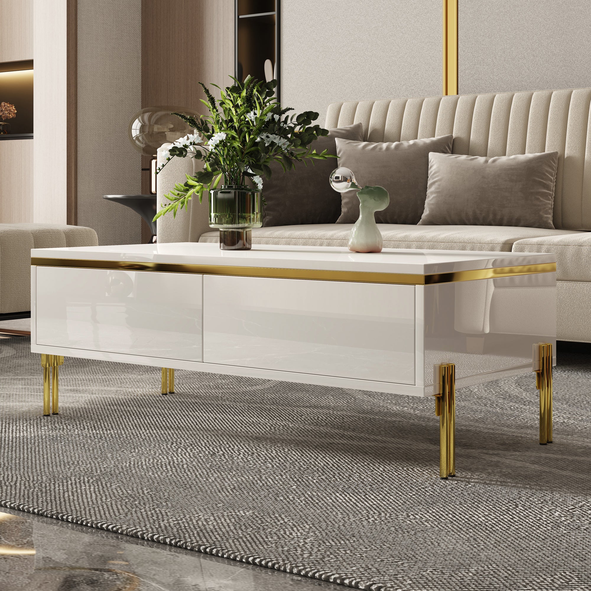 Coffee Table Multifunctional Side Table 100x50x36cm High-Gloss