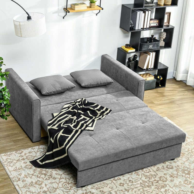 2 Seater Sofa Bed Convertible Settee with Hidden Storage, Velvet Grey