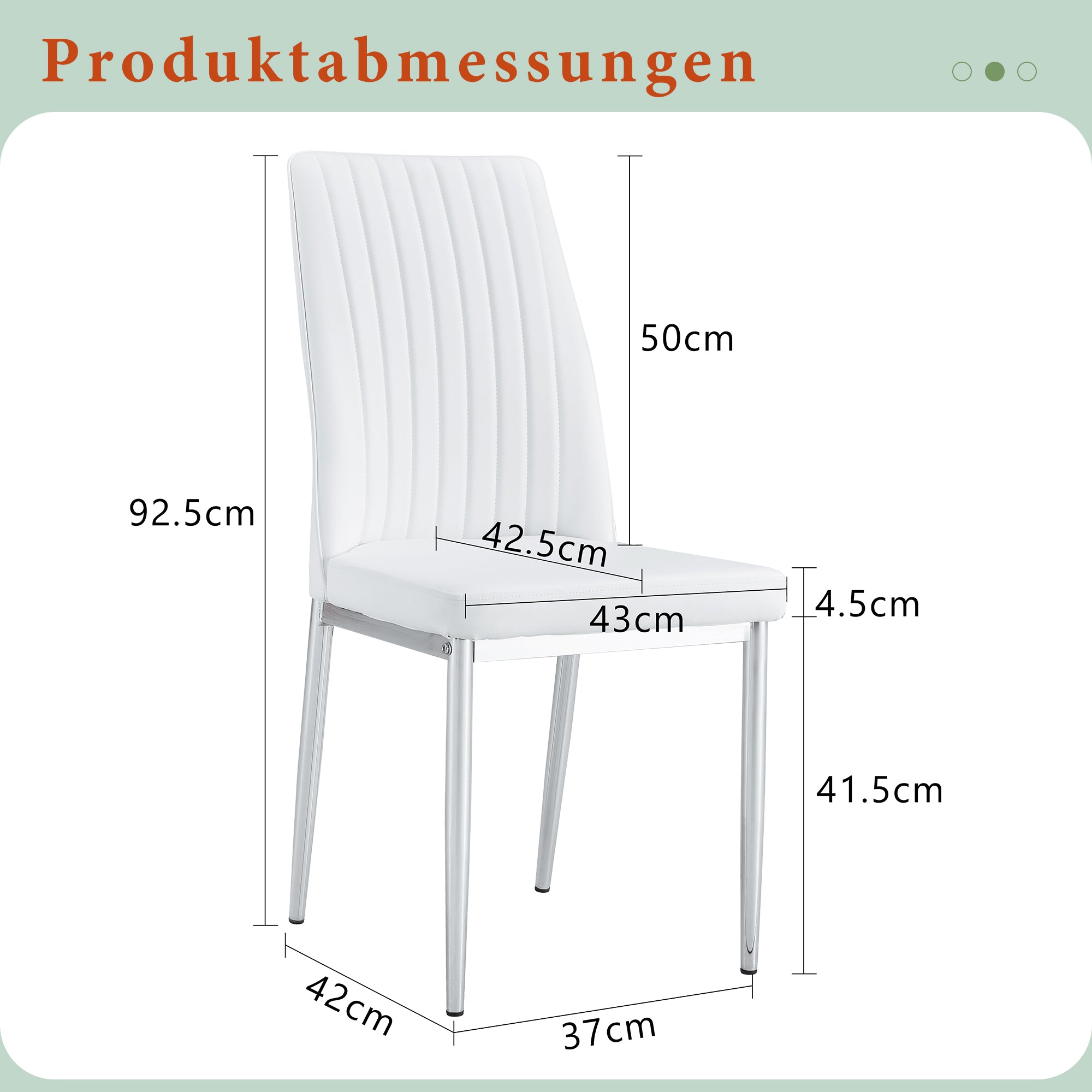 Dining Chairs 4-Piece Set, Silver Metal Legs, White PU Leather