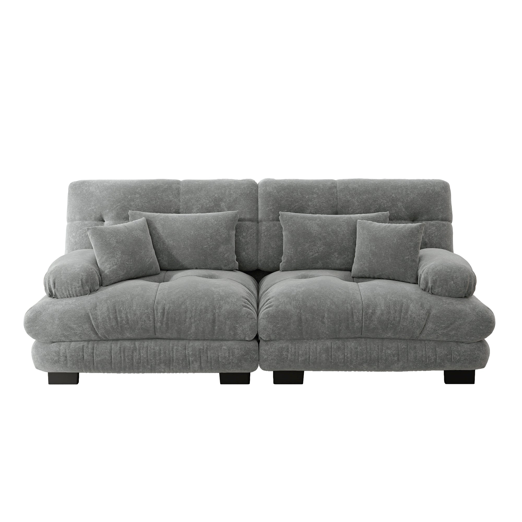 Cloud Corner Sofa, Double with Lumbar & Decorative Cushions, Chenille Grey